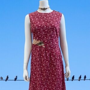 Cottagecore Floral Dress with Quilt-style accents and Button detail